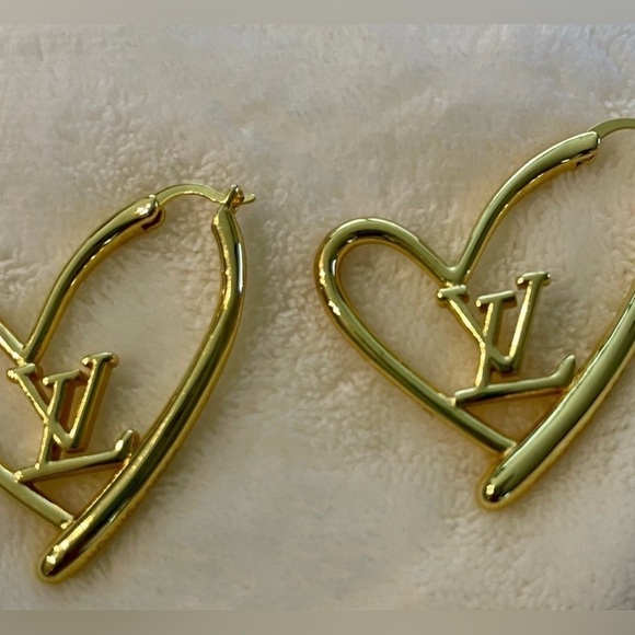 LV Heart Shaped Earrings-Gold or Silver - Picture 2 of 3